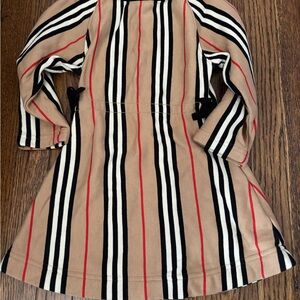 Burberry Kids Tan, Black, and Red Striped Blouse